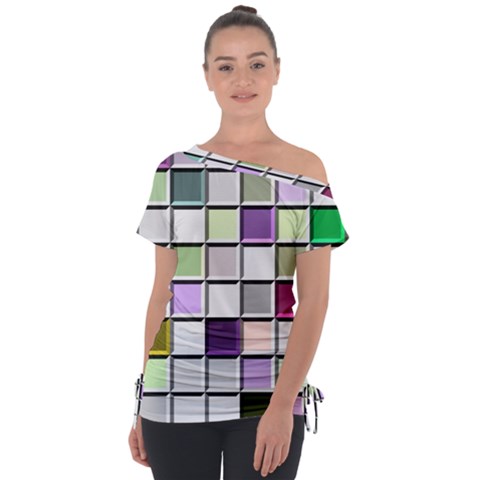 Color Tiles Abstract Mosaic Background Tie-up Tee by Sudhe