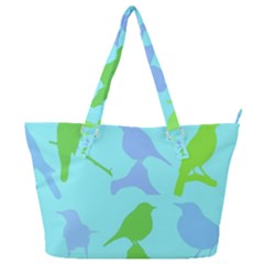 Bird Watching - Light Blue Green- Full Print Shoulder Bag by WensdaiAmbrose