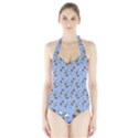 Lamb Pattern Blue Halter Swimsuit View1