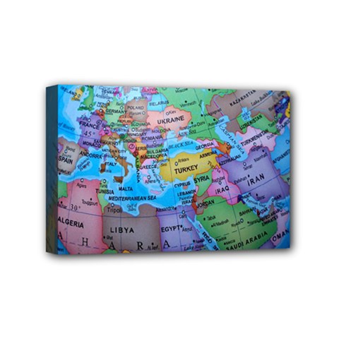 Globe World Map Maps Europe Mini Canvas 6  X 4  (stretched) by Sudhe