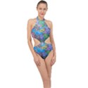 Globe World Map Maps Europe Halter Side Cut Swimsuit View1