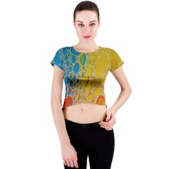 Bubbles Abstract Lights Yellow Crew Neck Crop Top by Sudhe