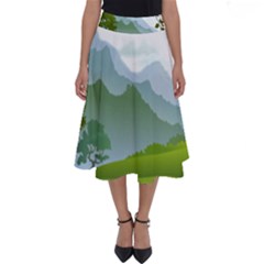 Forest Landscape Photography Illustration Perfect Length Midi Skirt by Sudhe