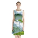 Forest Landscape Photography Illustration Sleeveless Waist Tie Chiffon Dress View1