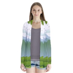 Forest Landscape Photography Illustration Drape Collar Cardigan by Sudhe