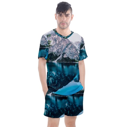 Daylight Forest Glossy Lake Men s Mesh Tee And Shorts Set by Sudhe