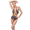 Old crumpled pumpkin Plunging Cut Out Swimsuit View1