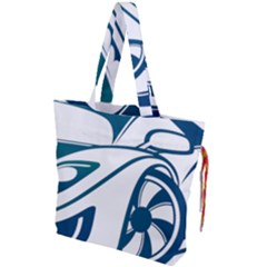 Blue Vector Car Drawstring Tote Bag by Sudhe