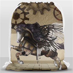 Awesome Steampunk Unicorn With Wings Drawstring Bag (large) by FantasyWorld7