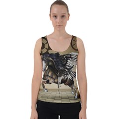 Awesome Steampunk Unicorn With Wings Velvet Tank Top by FantasyWorld7