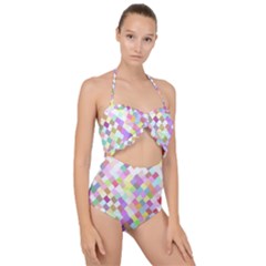 Mosaic Colorful Pattern Geometric Scallop Top Cut Out Swimsuit by Mariart