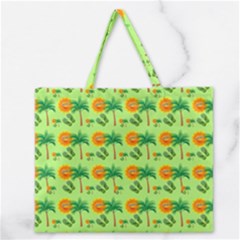 Holiday Tropical Smiley Face Palm Zipper Large Tote Bag by Pakrebo