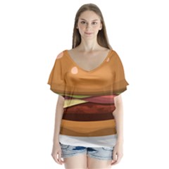 Hamburger Cheeseburger Burger Lunch V-neck Flutter Sleeve Top by Sudhe