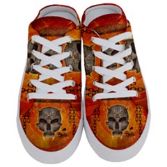 Awesome Skull With Celtic Knot With Fire On The Background Half Slippers by FantasyWorld7