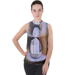 Henry Moore Mock Neck Chiffon Sleeveless Top by Riverwoman