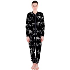 Petroglyph Nordic Beige And Black Background Petroglyph Nordic Beige And Black Background Onepiece Jumpsuit (ladies)  by snek