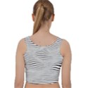 Retro Psychedelic Waves pattern 80s Black and White Velvet Racer Back Crop Top View2