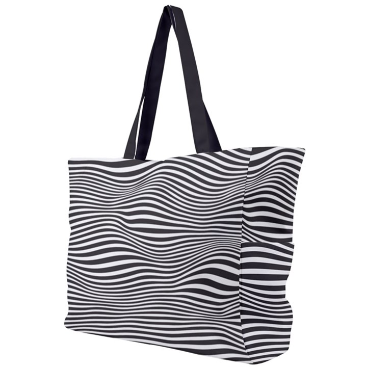 Retro Psychedelic Waves pattern 80s Black and White Simple Shoulder Bag