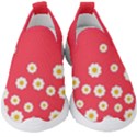 Flowers White Daisies Pattern Red Background Flowers White Daisies Pattern Red Bottom Kids  Slip On Sneakers View1