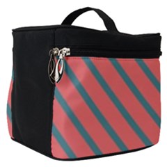 Living Coral Diagonal Stripes Make Up Travel Bag (small) by LoolyElzayat