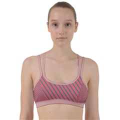 Living Coral Diagonal Stripes Line Them Up Sports Bra by LoolyElzayat