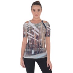 Chicago L Morning Commute Shoulder Cut Out Short Sleeve Top by Riverwoman