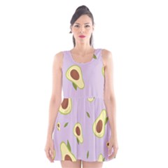 Avocado Green With Pastel Violet Background2 Avocado Pastel Light Violet Scoop Neck Skater Dress by genx