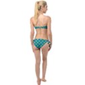 Toast With Cheese Funny Retro Pattern Turquoise Green Background Twist Bandeau Bikini Set View2