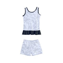 Organic Olive Leaves Pattern Hand Drawn Black And White Kids  Boyleg Swimsuit by genx