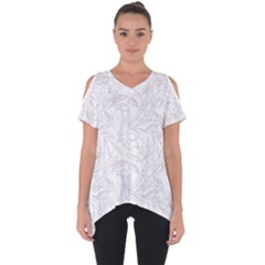 Organic Olive Leaves Pattern Hand Drawn Black And White Cut Out Side Drop Tee by genx