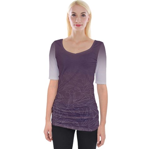 Organic Olive Leaves Pattern Hand Drawn Purple Red Wine Wide Neckline Tee by genx