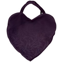 Organic Olive Leaves Pattern Hand Drawn Purple Red Wine Giant Heart Shaped Tote by genx