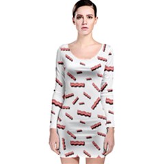 Funny Bacon Slices Pattern Infidel Red Meat Long Sleeve Bodycon Dress by genx