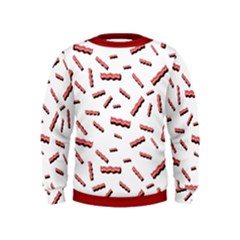 Funny Bacon Slices Pattern Infidel Red Meat Kids  Sweatshirt by genx