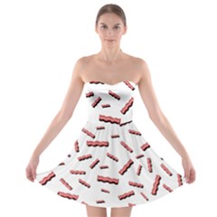 Funny Bacon Slices Pattern Infidel Red Meat Strapless Bra Top Dress by genx