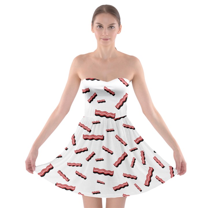 Funny Bacon Slices Pattern infidel red meat Strapless Bra Top Dress