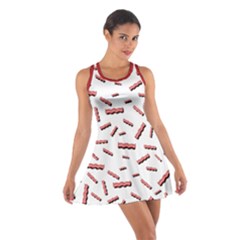 Funny Bacon Slices Pattern Infidel Red Meat Cotton Racerback Dress by genx