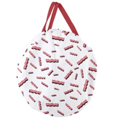 Funny Bacon Slices Pattern Infidel Red Meat Giant Round Zipper Tote by genx