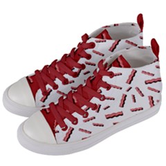 Funny Bacon Slices Pattern Infidel Red Meat Women s Mid-top Canvas Sneakers by genx