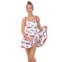 Funny Bacon Slices Pattern Infidel Red Meat Inside Out Casual Dress by genx