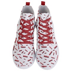 Funny Bacon Slices Pattern Infidel Red Meat Men s Lightweight High Top Sneakers by genx