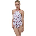 Funny Bacon Slices Pattern infidel red meat Go with the Flow One Piece Swimsuit View1