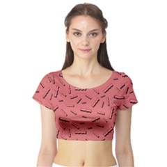 Funny Bacon Slices Pattern Infidel Vintage Red Meat Background  Short Sleeve Crop Top by genx