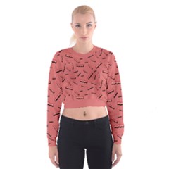 Funny Bacon Slices Pattern Infidel Vintage Red Meat Background  Cropped Sweatshirt by genx