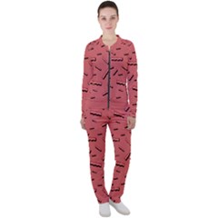 Funny Bacon Slices Pattern Infidel Vintage Red Meat Background  Casual Jacket And Pants Set by genx