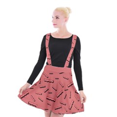 Funny Bacon Slices Pattern Infidel Vintage Red Meat Background  Suspender Skater Skirt by genx