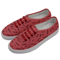 Funny Bacon Slices Pattern Infidel Vintage Red Meat Background  Men s Classic Low Top Sneakers by genx