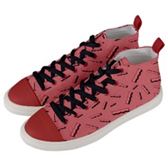 Funny Bacon Slices Pattern Infidel Vintage Red Meat Background  Men s Mid-top Canvas Sneakers by genx