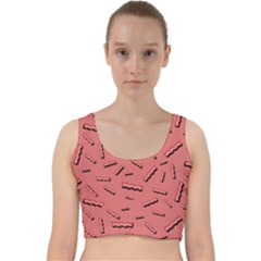 Funny Bacon Slices Pattern Infidel Vintage Red Meat Background  Velvet Racer Back Crop Top by genx