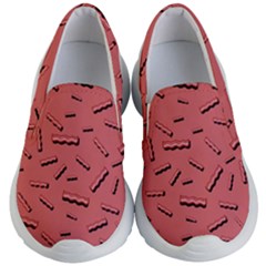 Funny Bacon Slices Pattern Infidel Vintage Red Meat Background  Kids  Lightweight Slip Ons by genx